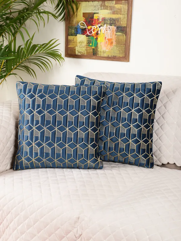 Attractive_Hexa_Design_Velvet_Cushion_Covers,_Pack_of_2_Piece_(12x12_inch.)_Blue_Color