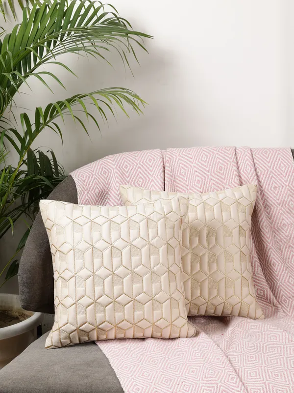 Attractive_Hexa_Design_Velvet_Cushion_Covers,_Pack_of_2_Piece_(12x12_inch.)_Cream_Color