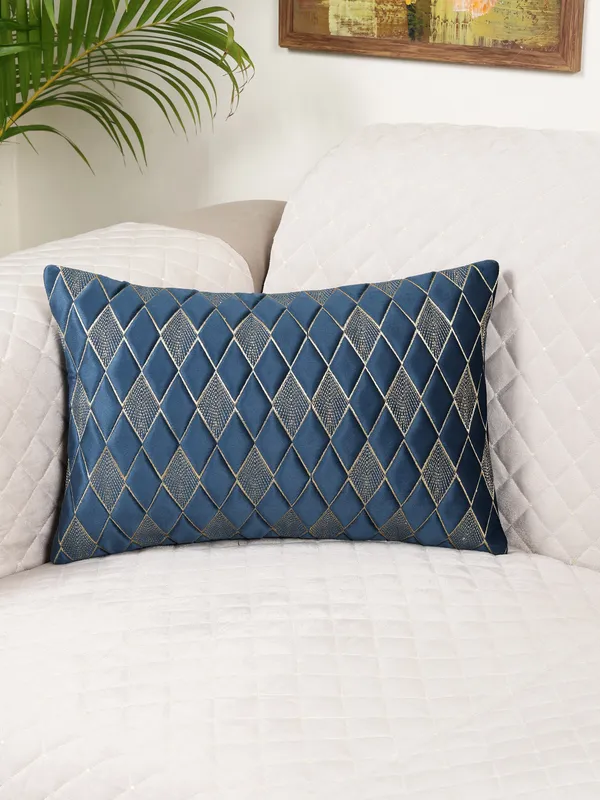 Modern_Diamond_Shaped_Golden_Thread_Embroidery_Design_Rectangular_Velvet_Cushion_Covers,_Pack_of_1_Piece_(12x18_inch.)_Blue_Color