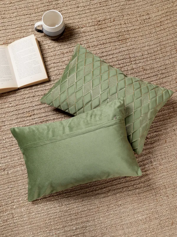 Modern_Diamond_Shaped_Golden_Thread_Embroidery_Design_Rectangular_Velvet_Cushion_Covers,_Pack_of_2_Piece_(12x18_inch.)_Green_Color
