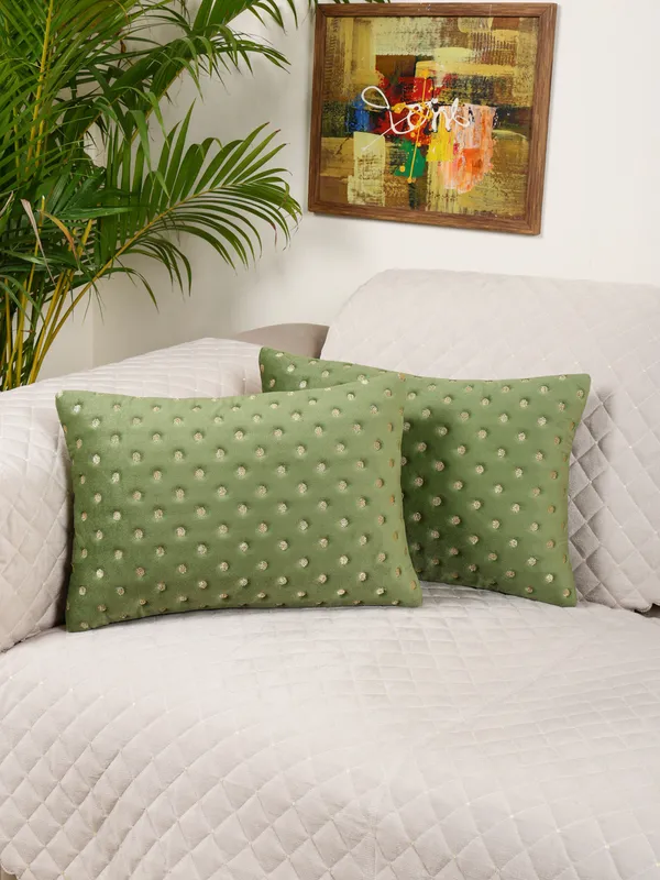 Modern_Dot_Design_Rectangular_Velvet_Cushion_Covers,_Pack_of_2_Piece_(12x18_inch.)_Green_Color