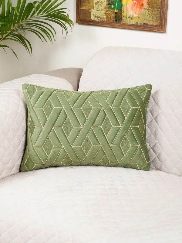 Decorative_Geaometric_EYE_Design_Rectangular_Velvet_Cushion_Covers,_Pack_of_1_Piece_(12x18_inch.)_Green_Color