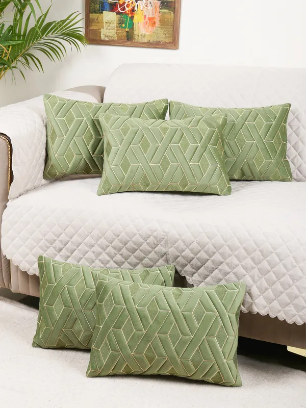 Decorative_Geaometric_EYE_Design_Rectangular_Velvet_Cushion_Covers,_Pack_of_5_Piece_(12x18_inch.)_Green_Color