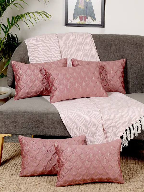 Elegant_Feather_Design_Rectangular_Velvet_Cushion_Covers,_Pack_of_5_Piece_(12x18_inch.)_Gajari_Color