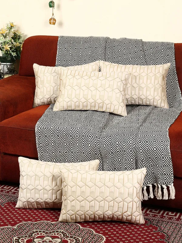 Attractive_Hexa_Design_Rectangular_Velvet_Cushion_Covers,_Pack_of_5_Piece_(12x18_inch.)_Cream_Color