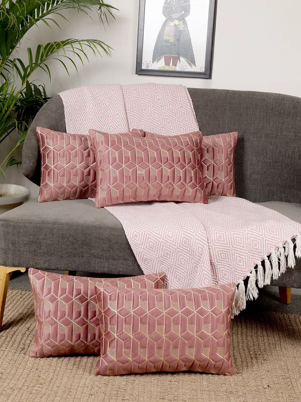 Attractive_Hexa_Design_Rectangular_Velvet_Cushion_Covers,_Pack_of_5_Piece_(12x18_inch.)_Gajari_Color