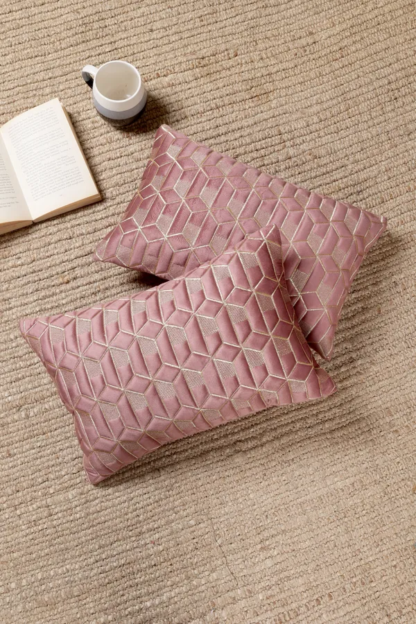 Attractive_Hexa_Design_Rectangular_Velvet_Cushion_Covers,_Pack_of_5_Piece_(12x18_inch.)_Gajari_Color