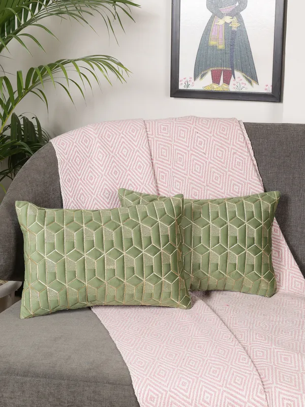 Attractive_Hexa_Design_Rectangular_Velvet_Cushion_Covers,_Pack_of_2_Piece_(12x18_inch.)_Green_Color