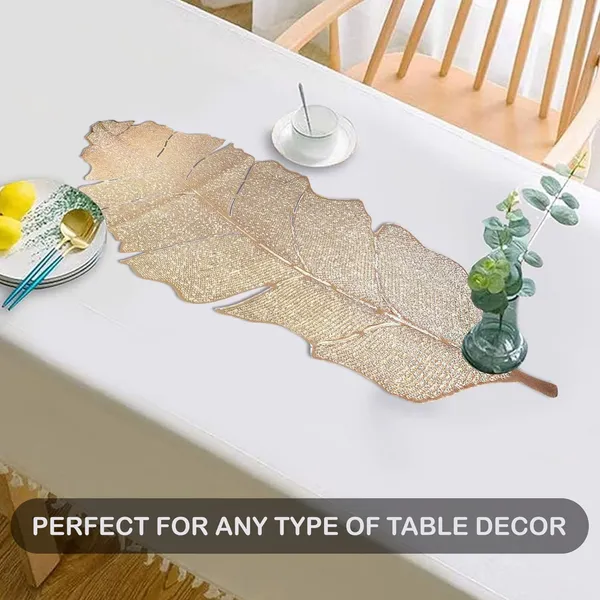 Beautiful_&_Decorative_Banana_Leaf_Design_Center_Table/Coffee_Table/Side_Table_Runner_(Size-33"_x_12"_Inches)_Golden_Color
