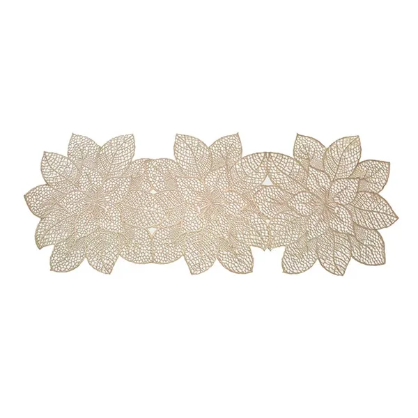 Decorative_Rexine_Cutwork_Flower_Design_Center/Coffee/Dining_Table_Runner_(Size-33"_x_12"_Inches),_Golden_Color