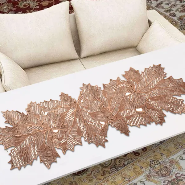 Beautiful_&_Decorative_Maple_Leaf_Design_Center_Table/Coffee_Table/Side_Table_Runner_(Size-33"_x_12"_Inches)_Rose_Gold_Color