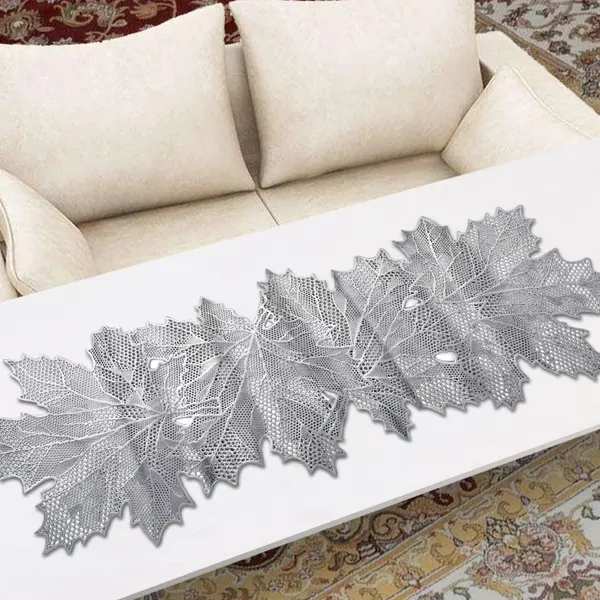 Beautiful_&_Decorative_Maple_Leaf_Design_Center_Table/Coffee_Table/Side_Table_Runner_(Size-33"_x_12"_Inches)_Silver_Color