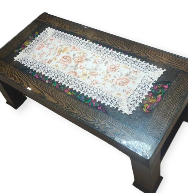 Elegant_Jute_Floral_Printed_Design_With_Lace_Border,_Center/Coffee_Table_Runner_(Size-33"_x_15"_Inches)