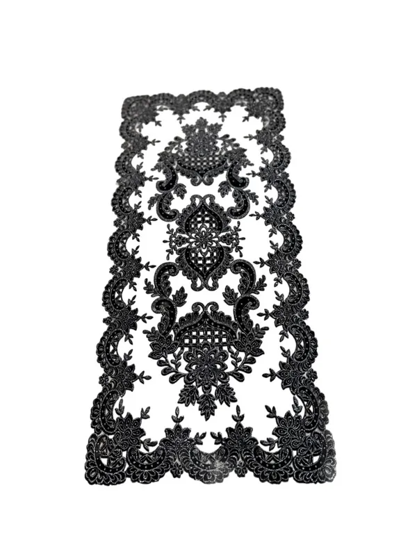 Attractive_Black_Tissue_Cutwork_Design_Center/Coffee_Table_Runner_(Size-33"_x_15"_Inches)