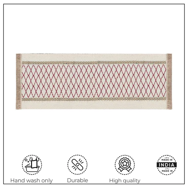 MONKDECOR_Stylish_&_Durable_Jute_Dining_Table_Runner_|_Perfect_for_Farmhouse_Interiors,_Cross_Design_(Cream,_16x36_Inch)