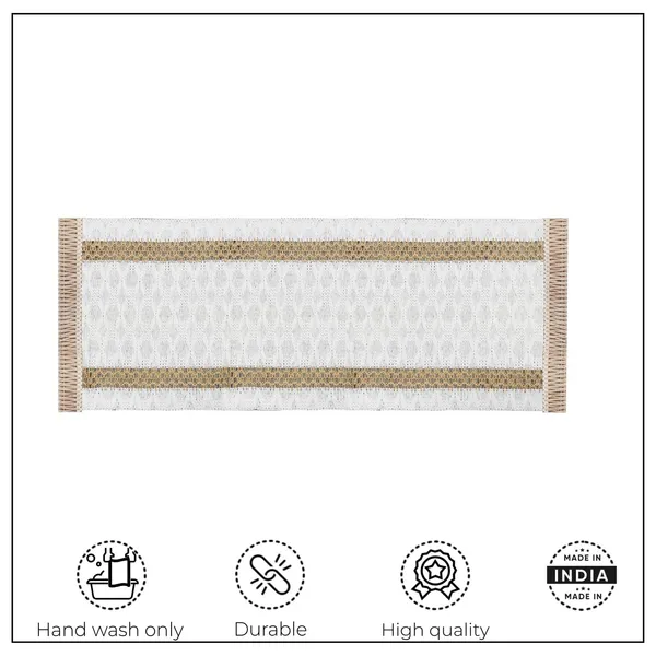 MONKDECOR_Stylish_&_Durable_Jute_Dining_Table_Runner_|_Perfect_for_Farmhouse_Interiors,_Stripe_Design_(White,_16x36_Inch)