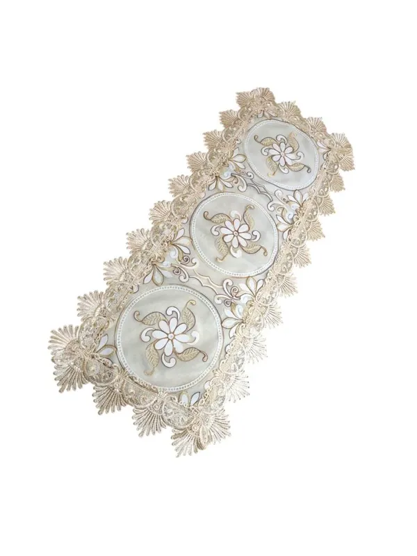 Beautiful_Floral_Thread_Embroidery_Design_Center/Coffee_Table_Runner_(Size-33"_x_15"_Inches)