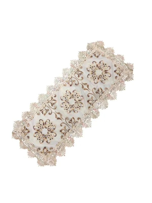 Beautiful_Floral_Thread_Embroidery_Design_Center/Coffee_Table_Runner_(Size-33"_x_15"_Inches)
