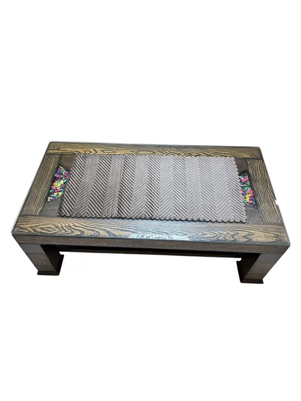 Attractive_Velvet_Quilt_Design_Rectangular_Center/Coffee_Table_Runner_(Size-33"_x_15"_Inches),_Dark_Brown_Color