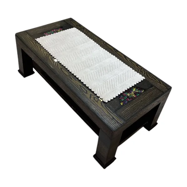 Attractive_Velvet_Quilt_Design_Rectangular_Center/Coffee_Table_Runner_(Size-33"_x_15"_Inches),_Cream_Color