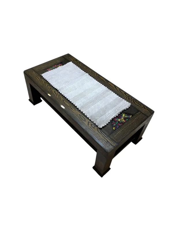 Attractive_Velvet_Quilt_Design_Rectangular_Center/Coffee_Table_Runner_(Size-33"_x_15"_Inches),_Light_Grey_Color