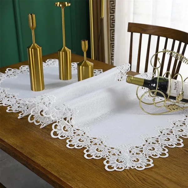 Attractive_Plain_Lace_Design_Center/Coffee_Table_Runner_(Size-33"_x_15"_Inches)