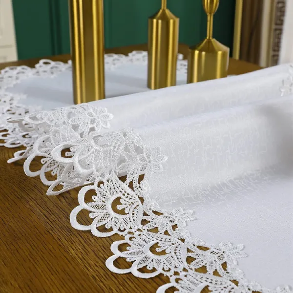Attractive_Plain_Lace_Design_Center/Coffee_Table_Runner_(Size-33"_x_15"_Inches)