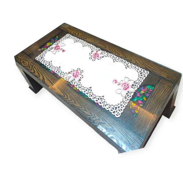 Attractive_Satin_Embroidery_Cutwork_Design_Center/Coffee_Table_Runner_(Size-33"_x_15"_Inches)