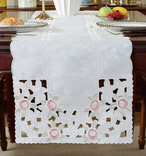 Elegant_Satin_Rose_Embroidery_Design_Rectangular_Center/Coffee_Table_Runner_(Size-33"_x_15"_Inches)