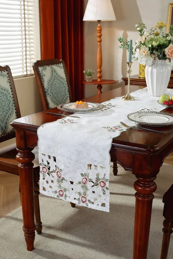 Elegant_Satin_Rose_Embroidery_Design_Rectangular_Center/Coffee_Table_Runner_(Size-33"_x_15"_Inches)