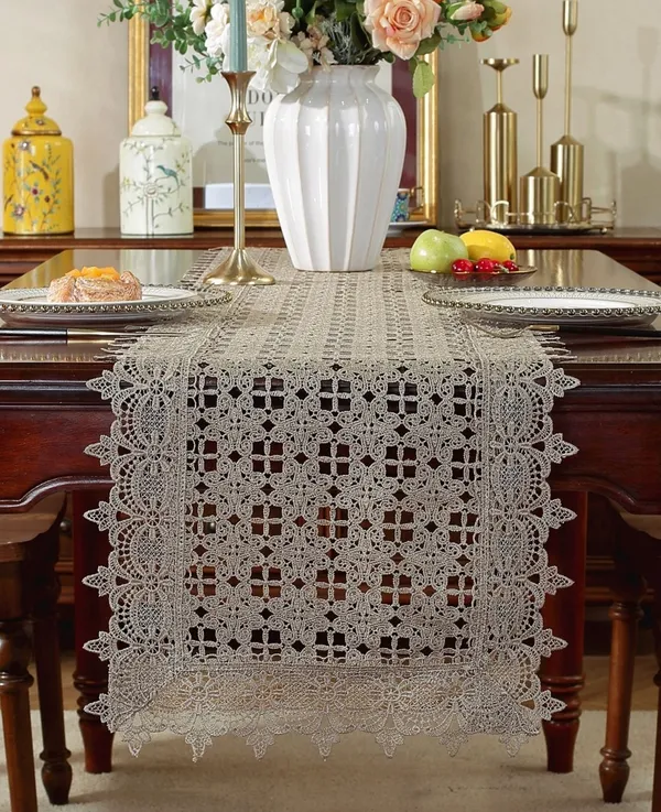 Premium_Thread_Cutwork_Design_Rectangular_Center/Coffee_Table_Runner_(Size-33"_x_15"_Inches)