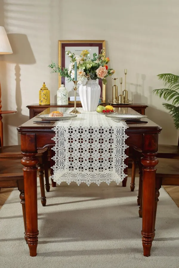Premium_Thread_Cutwork_Design_Rectangular_Center/Coffee_Table_Runner_(Size-33"_x_15"_Inches)