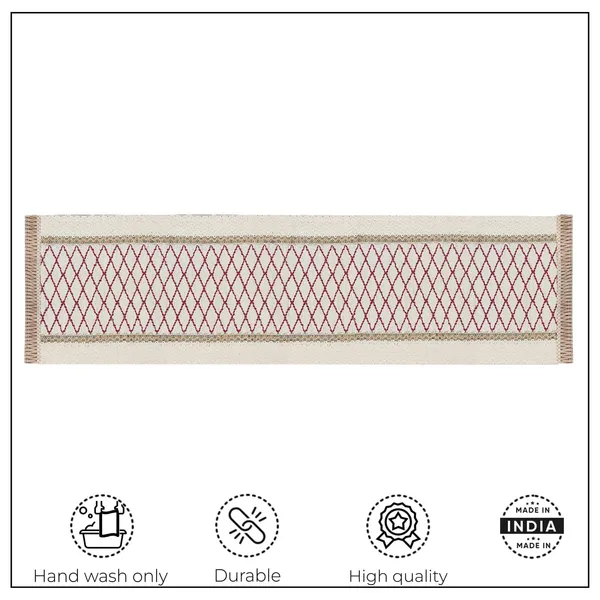 MONKDECOR_Stylish_&_Durable_Jute_Dining_Table_Runner_|_Perfect_for_Farmhouse_Interiors,_Cross_Design,_(Cream,_16x72_Inch)