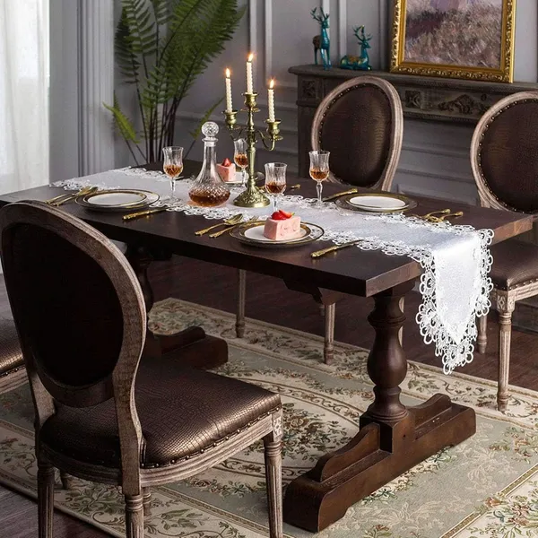 Attractive_Plain_Lace_Design_Dining_Table_Runner_(Size-70"_x_15"_Inches)