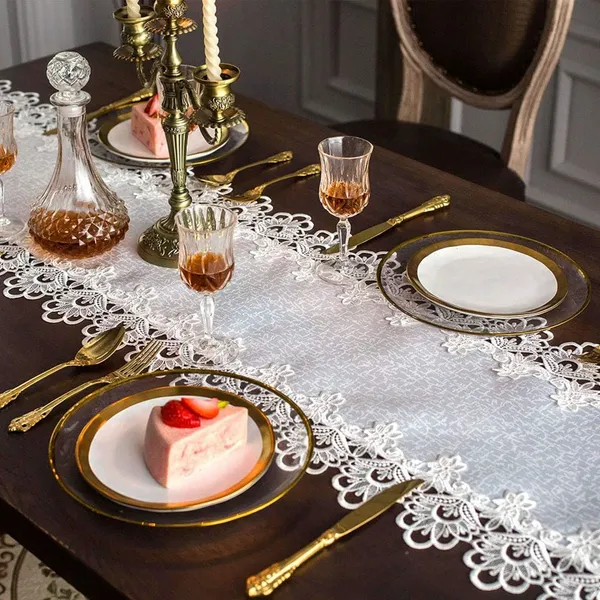 Attractive_Plain_Lace_Design_Dining_Table_Runner_(Size-70"_x_15"_Inches)