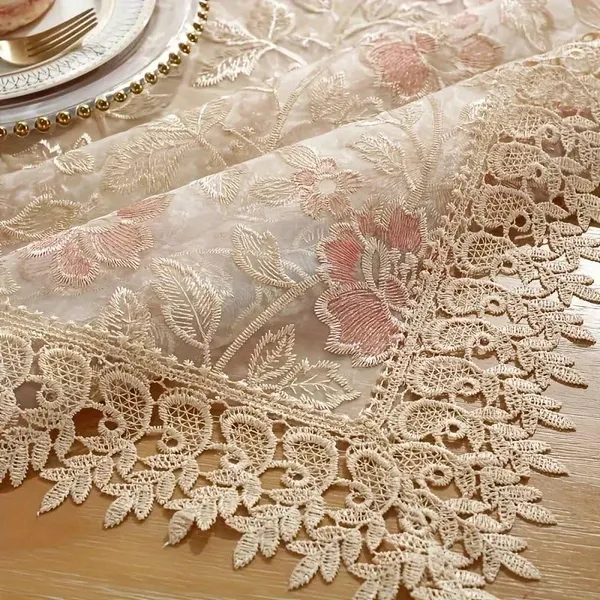 Delicate_Lace_&_Embroidery_Tissue_Table_Runner_|_Perfect_for_Festive_&_Daily_Use,_(15x70_Inch,_Pink_Flower)