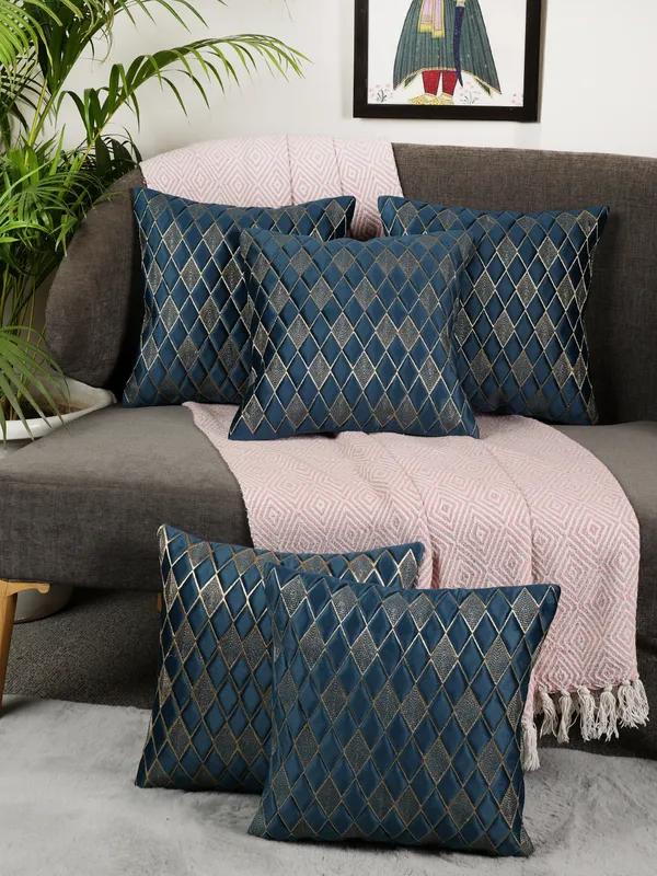 Modern_Diamond_Shaped_Golden_Thread_Embroidery_Design_Velvet_Cushion_Covers,_Pack_of_5_Piece_(16x16_inch.)_Blue_Color