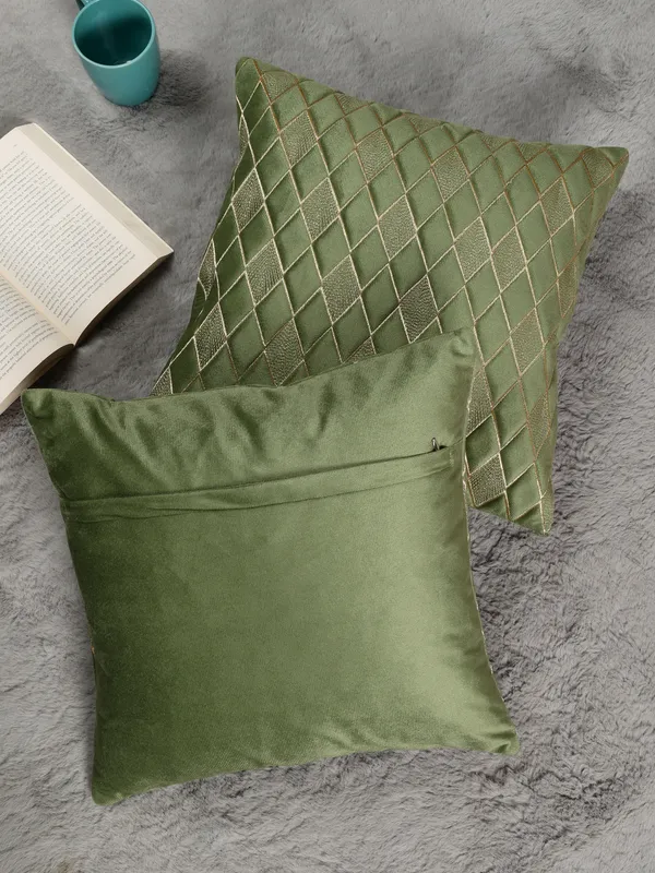 Modern_Diamond_Shaped_Golden_Thread_Embroidery_Design_Velvet_Cushion_Covers,_Pack_of_5_Piece_(16x16_inch.)_Green_Color