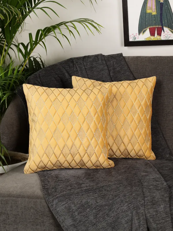 Modern_Diamond_Shaped_Golden_Thread_Embroidery_Design_Velvet_Cushion_Covers,_Pack_of_2_Piece_(16x16_inch.)_Yellow_Color