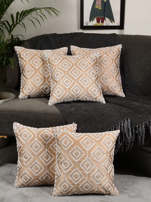 Attractive_Threadwork_Box_Design_Satin_Cushion_Covers,_Pack_of_5_Piece_(16x16_inch.)_Beige_Color
