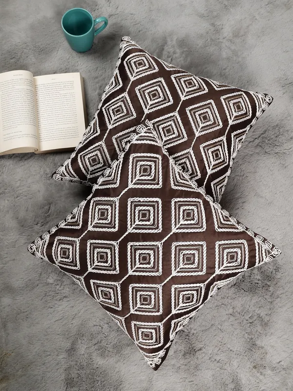 Attractive_Threadwork_Box_Design_Satin_Cushion_Covers,_Pack_of_1_Piece_(16x16_inch.)_Brown_Color