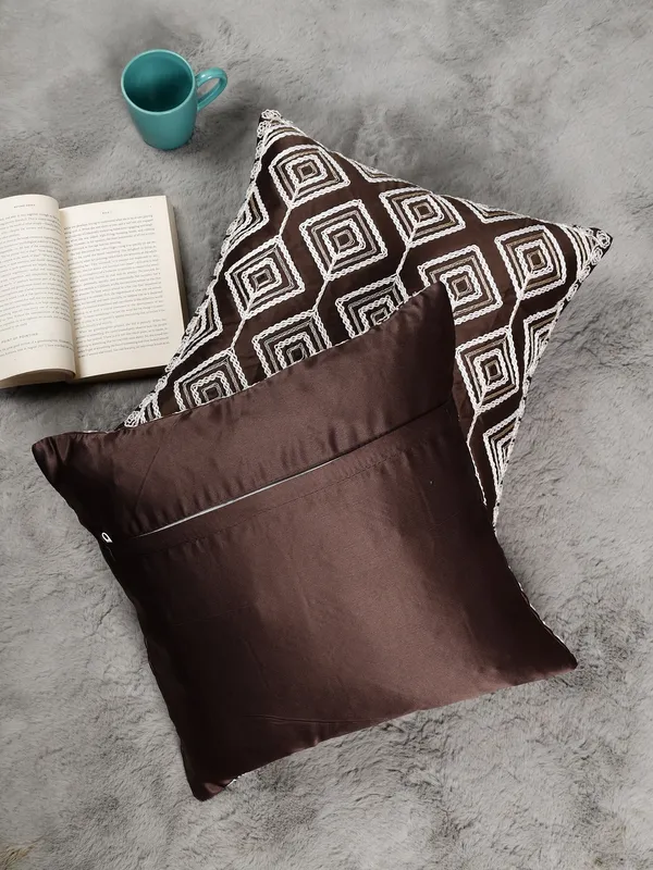 Attractive_Threadwork_Box_Design_Satin_Cushion_Covers,_Pack_of_1_Piece_(16x16_inch.)_Brown_Color
