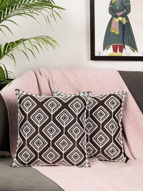 Attractive_Threadwork_Box_Design_Satin_Cushion_Covers,_Pack_of_2_Piece_(16x16_inch.)_Brown_Color