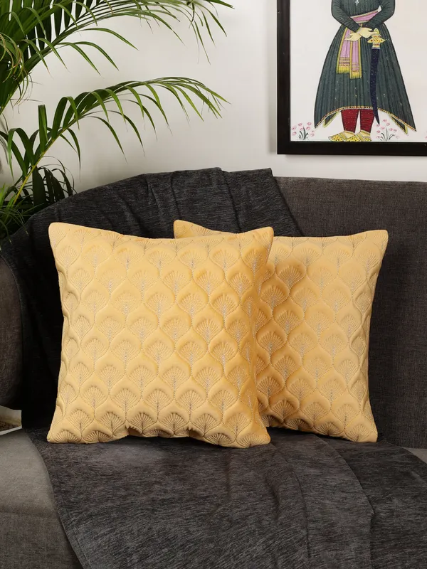 Elegant_Feather_Design_Velvet_Cushion_Covers,_Pack_of_2_Piece_(16x16_inch.)_Yellow_Color