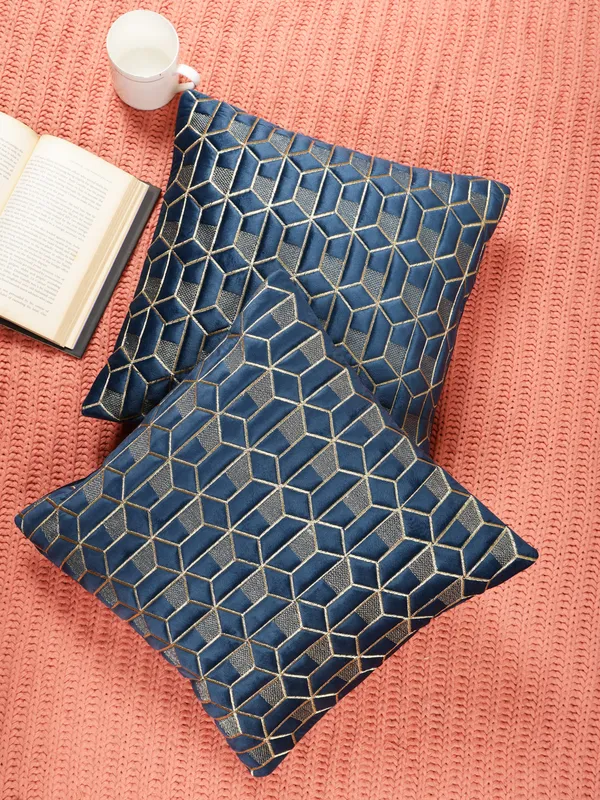 Attractive_Hexa_Design_Velvet_Cushion_Covers,_Pack_of_1_Piece_(16x16_inch.)_Blue_Color