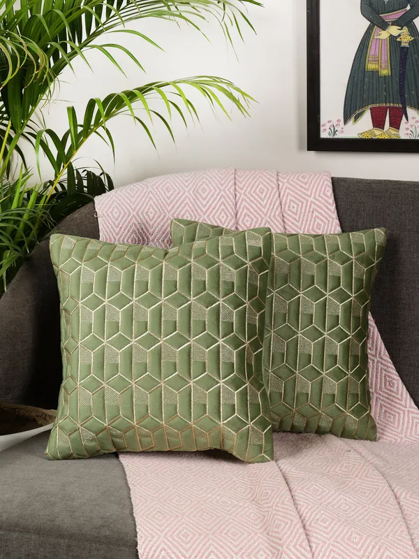 Attractive_Hexa_Design_Velvet_Cushion_Covers,_Pack_of_2_Piece_(16x16_inch.)_Green_Color