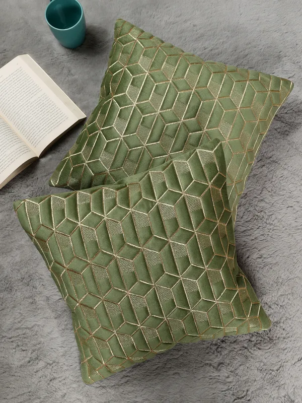Attractive_Hexa_Design_Velvet_Cushion_Covers,_Pack_of_5_Piece_(16x16_inch.)_Green_Color