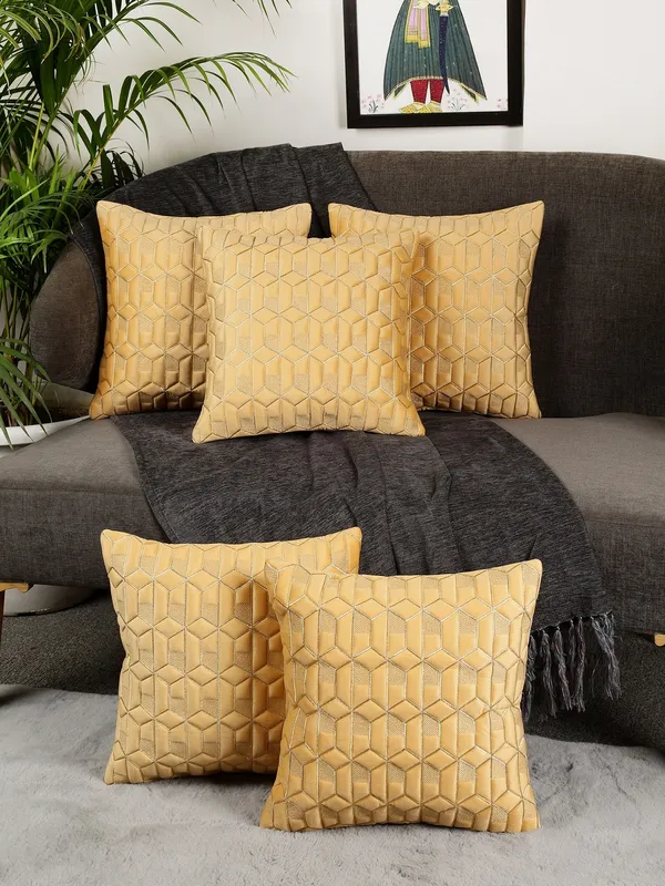 Attractive_Hexa_Design_Velvet_Cushion_Covers,_Pack_of_5_Piece_(16x16_inch.)_Yellow_Color