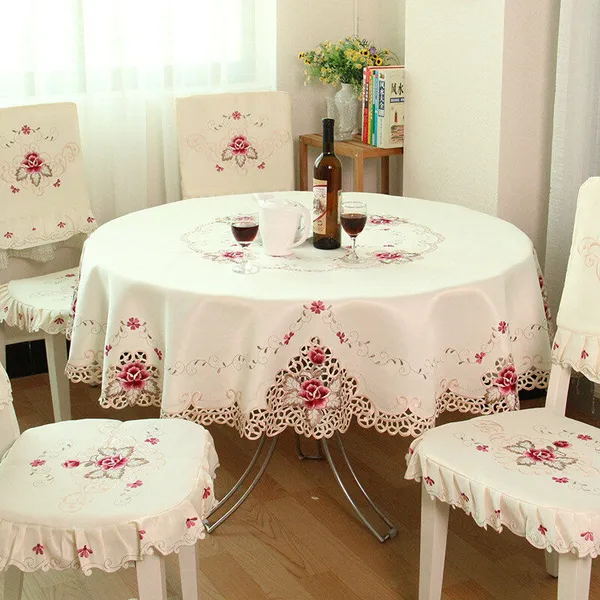 Elegant_Satin_Embroidery_Design,_4_Seater_Round_Dining_Table_Cover_(Size-60"_Inches_Round)