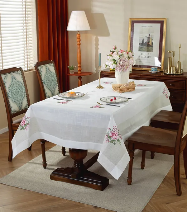 Elegant_Floral_Linen_Cross_Stitch_Design,_8_Seater_Rectangular_Dining_Table_Cover_(Size-108"_x_60"_Inches)